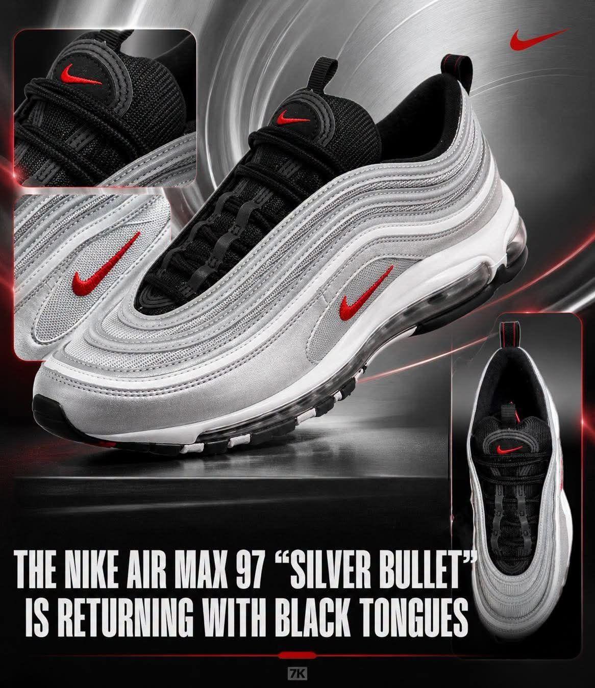 「谁的青春回来了?Nike Air Max 97「银子弹」黑舌复刻曝光」